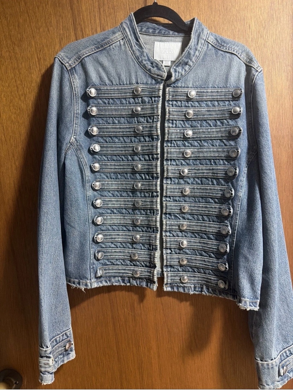 Zara Light Blue Military-Inspired Denim Jacket size XL - Picture 1 of 6